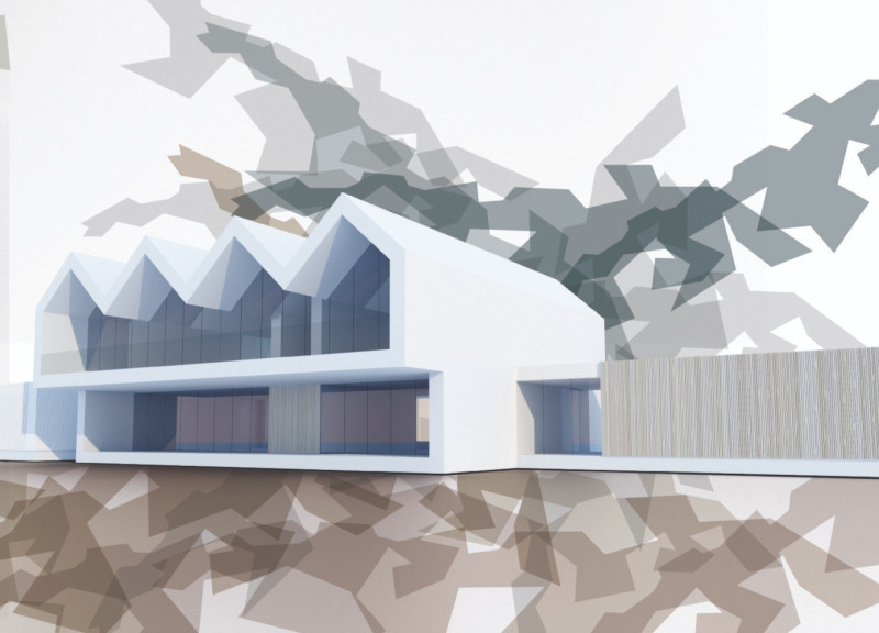 Timber Clad Community Space with Green Roof and Moss Garden