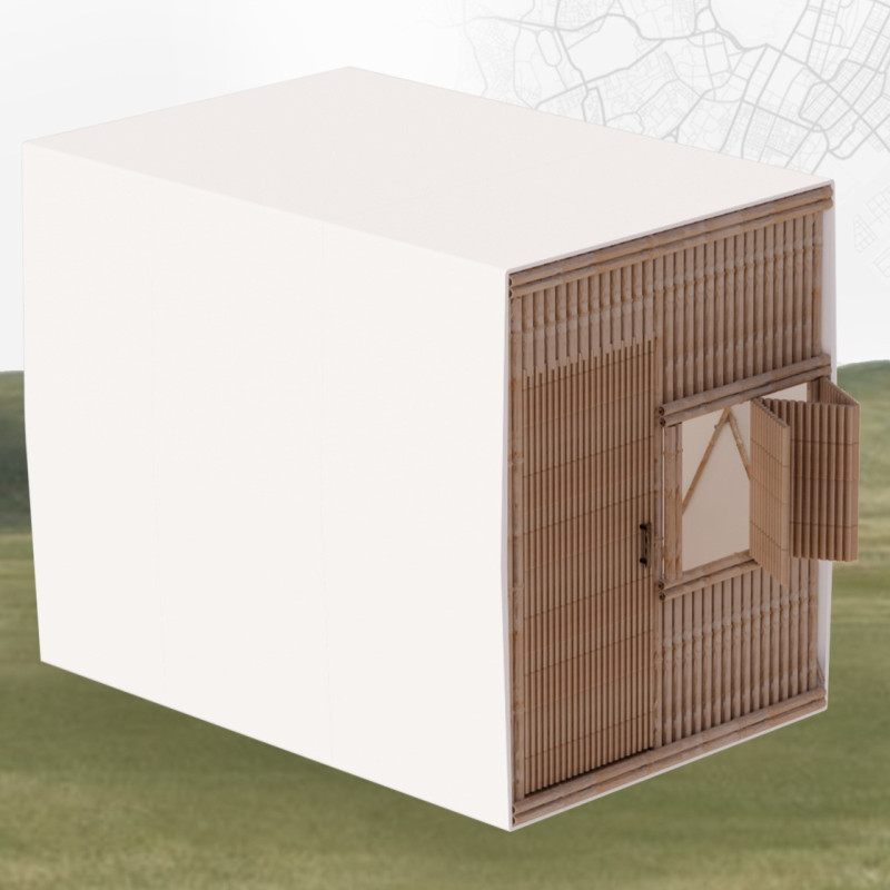 Bamboo Retreat with Recycled Wool Enclosure for Urban Meditation