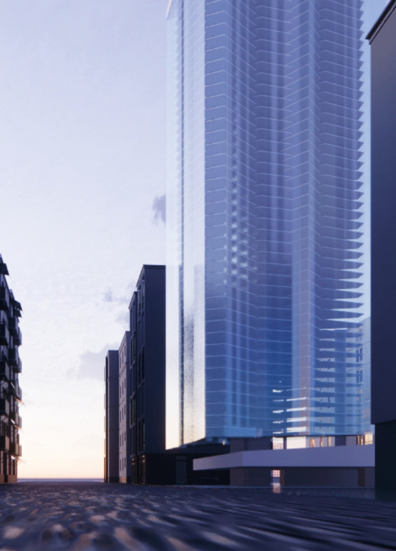 Floating Glass Structure Emphasizing Bioclimatic Design in Madrid