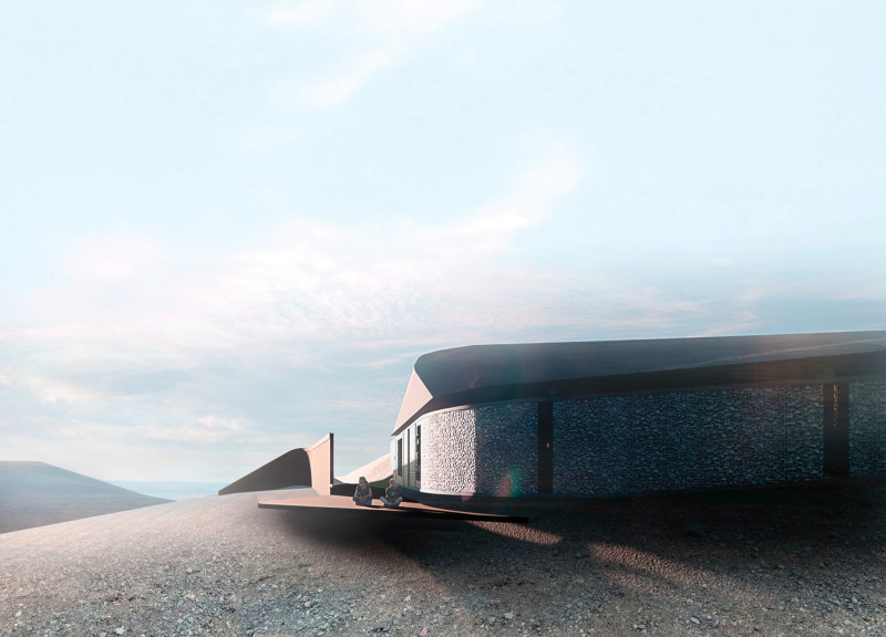 Rammed Earth Walls and Timber Platform Enhance Volcanic Lookout Experience