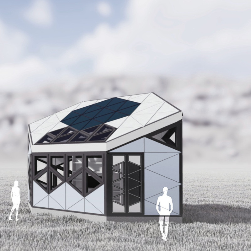 Hexagonal Microhouse Using Recycled Waste and Sustainable Frames
