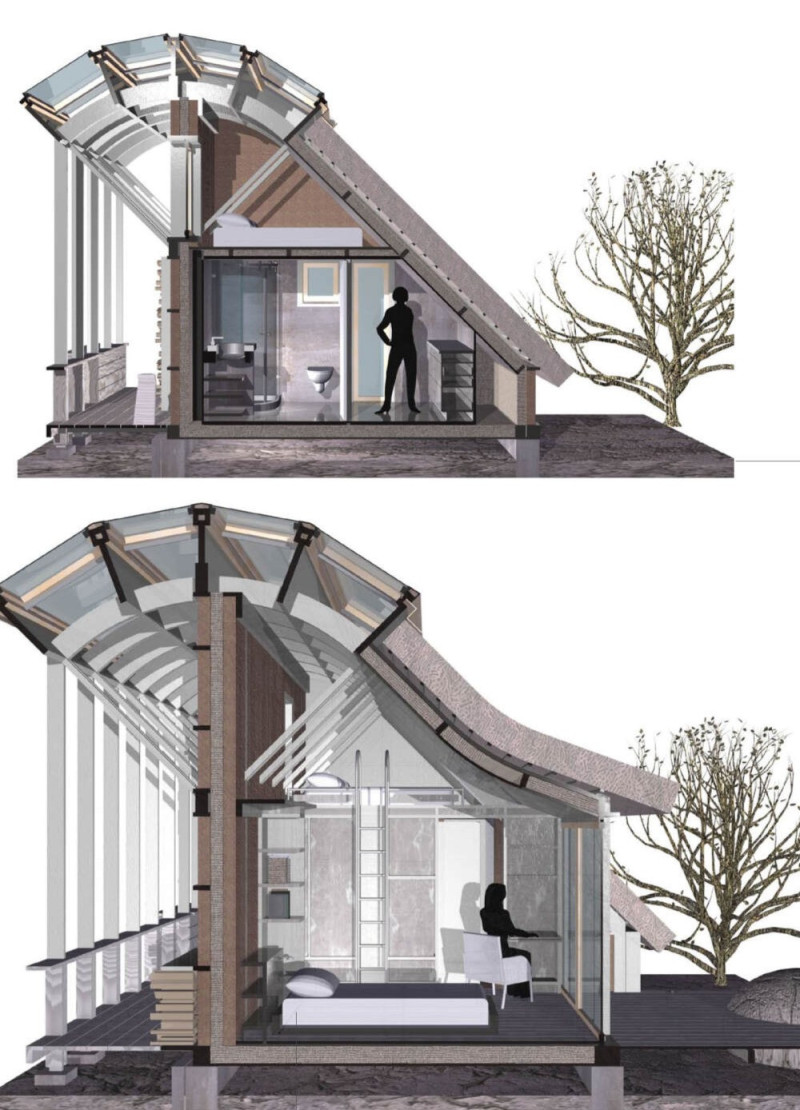 Timber Structures with Thatched Roofs Embracing Coastal Privacy