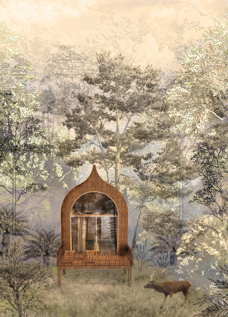 Celebrating Nature with Pine Bark and Vertical Reed Beds for a Sustainable Retreat