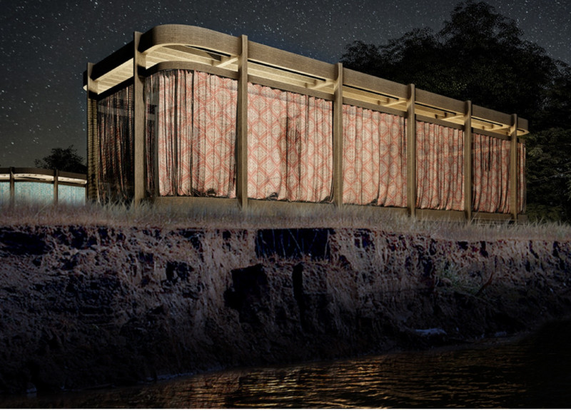 Framing Landscapes with a Continuous Curtain and Solar Heating