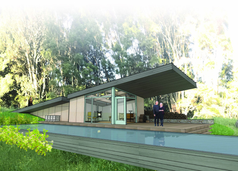 Vibrational Essence Sanctuary with Glulam Structure and Reflecting Pond