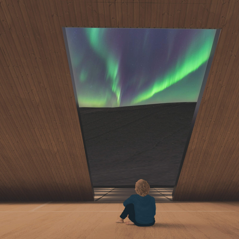 Rectangular Openings Framing Natural Views in Organic Materials Visitor Center