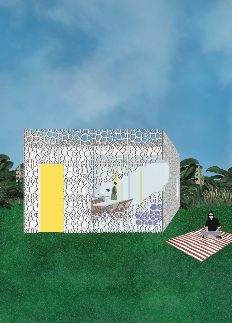 Panels in Rotation with Truchet Patterns for a Sustainable Retreat