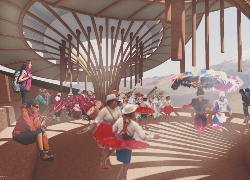 Ceremonial Space of Sound Crafted from Stone and Wood in Andean Highlands