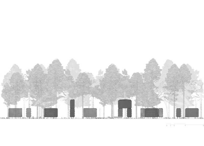 Basalt Niches and Cast Iron Details in a Reflective Columbarium Landscape