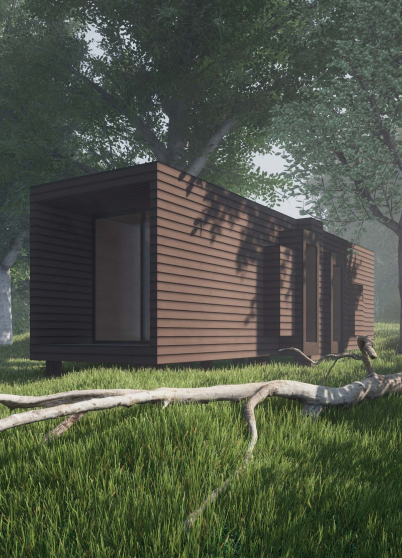 Connection to Nature Through Raw Trunks and Meditative Spaces