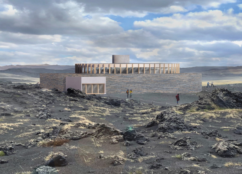 Central Hearth Crafted from Local Stone in a Shelter for Hikers