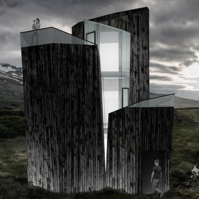 Tectonic Inspired Observation Tower Featuring Wood-Panel Concrete