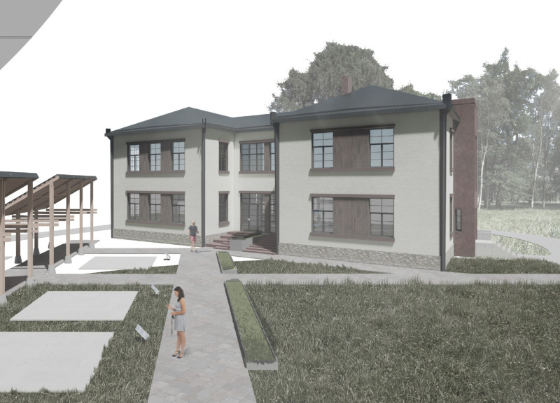 Corten Steel Mosaics Integrate a Historical School into a Multifunctional Community Space