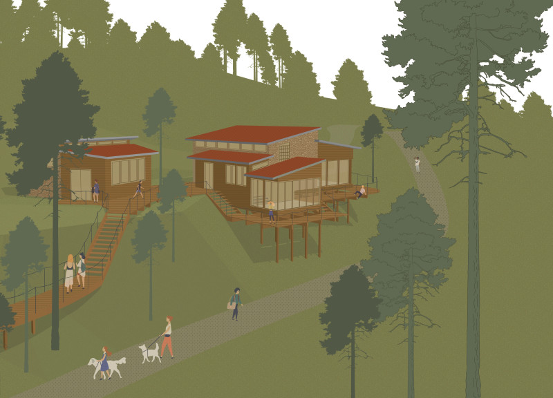 Elevated Terraces and Natural Stone Create a Mindful Space for Wellness