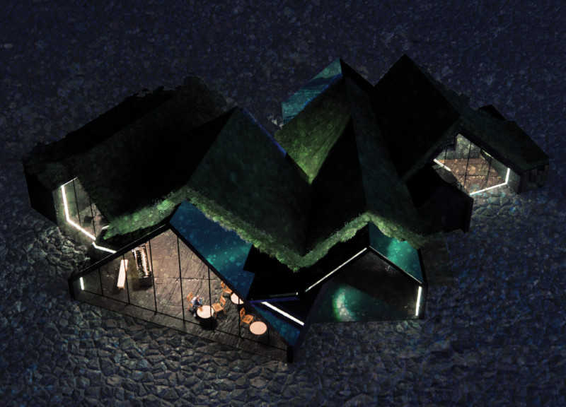 Turf Roof and Mirror Tunnel Highlighting Community Interaction in a Natural Landscape