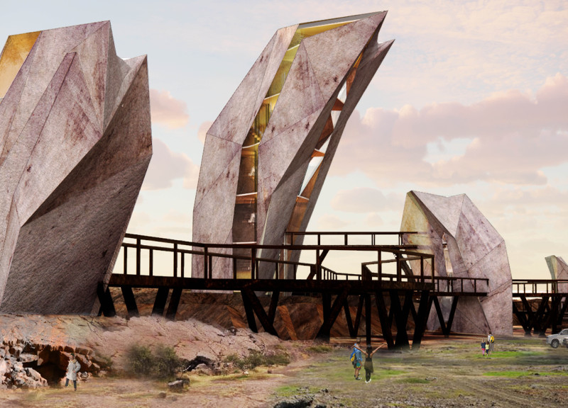 Geometric Forms and Precast Concrete Connecting Visitors to Natural Caves