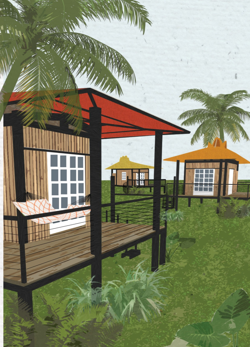 Bamboo Structure with Air Chimney for Enhanced Ventilation