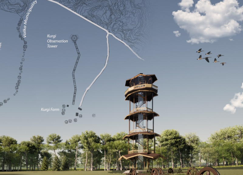 Wooden Structure Surrounded by Natural Greenery for Educational Observation