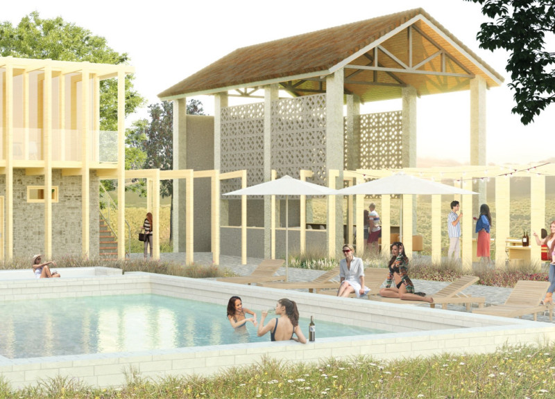 Terracotta and Brickwork Harmonizing Guest Houses Among Vineyards