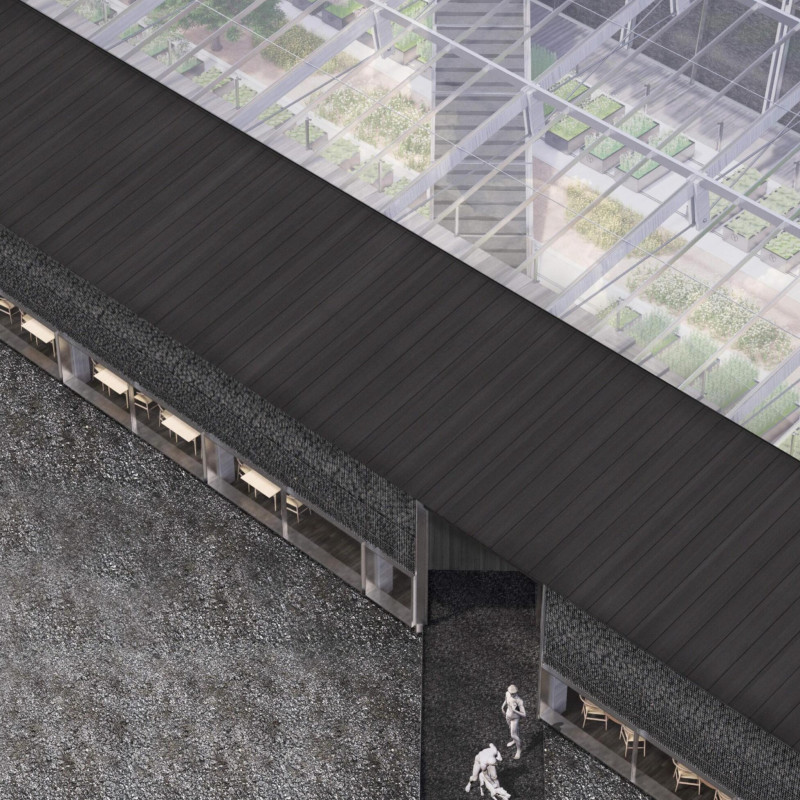 Gabion Facade Harmonizes with Volcanic Landscape in Sustainable Dining Experience