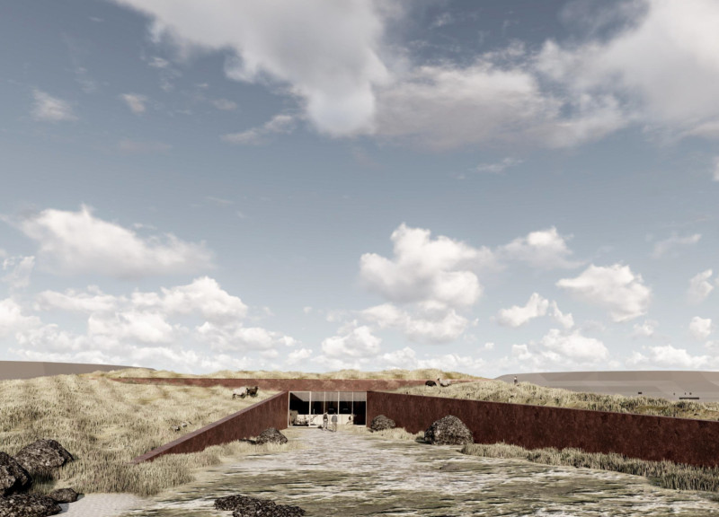 Earth-Covered Pavilion Integrating Concrete and Natural Lighting for Cinematic Experiences