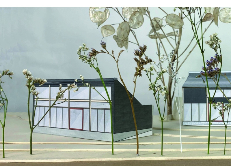 Carbonized Wood and Dyed Earth Structures in a Courtyard Setting