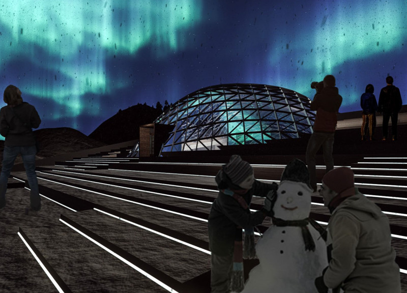 Greenhouse Dining Elevated Above Precast Concrete Structure