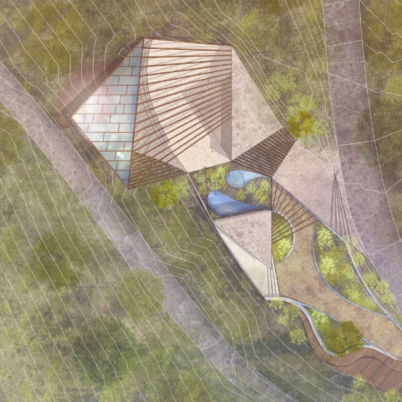 Balancing Reflection in a Meditation Cavity with Wood and Soil Cladding