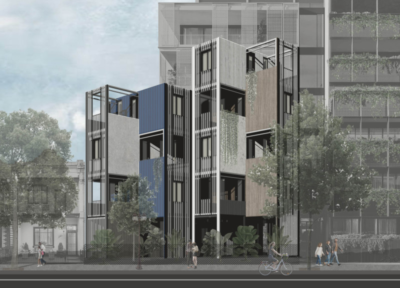 Braided Container Living Emphasizing Urban Community Engagement