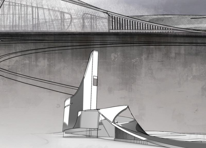 Cave-Like Experience with Twisting Concrete and Steel Structure