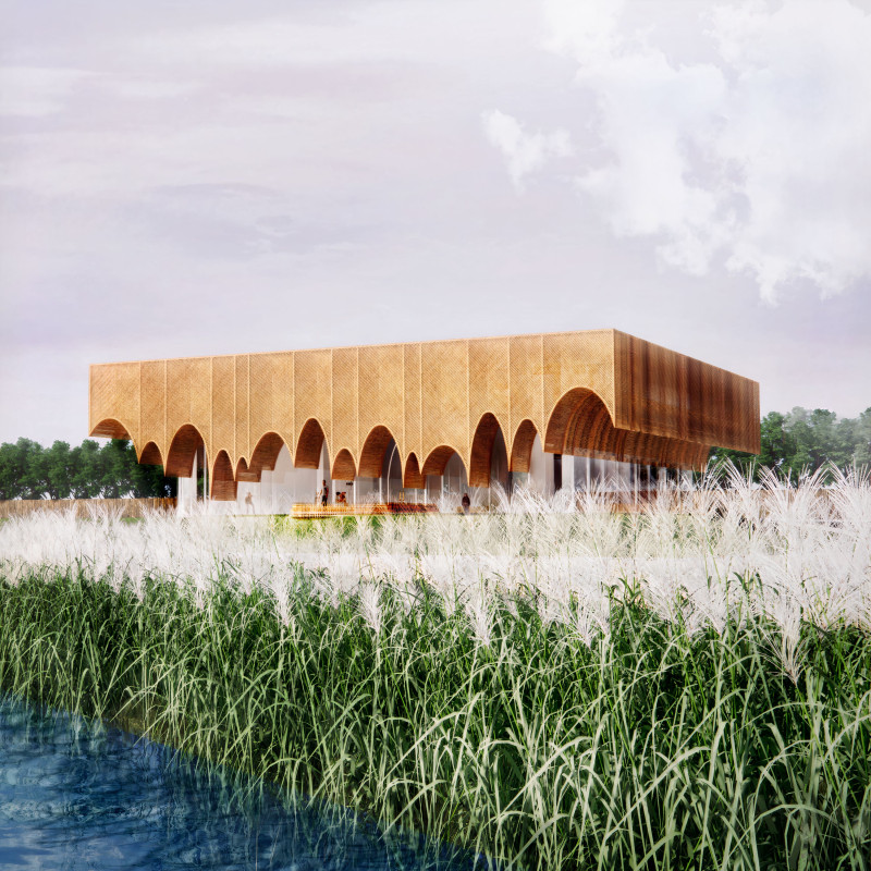 A Visitor Centre with a Floating Structure with Reed Enhancing Wetland Experience