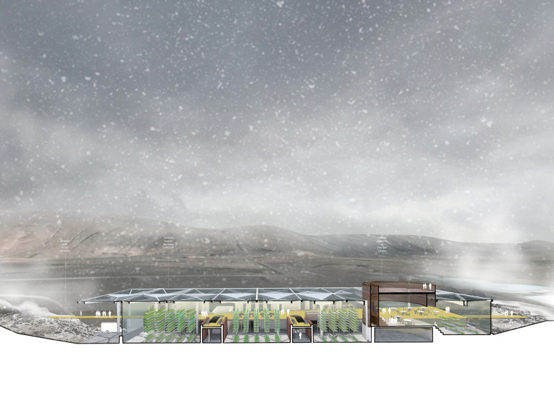 Plant-Cultivating Spaces Overlooking Hverfjall with Rainwater Collection