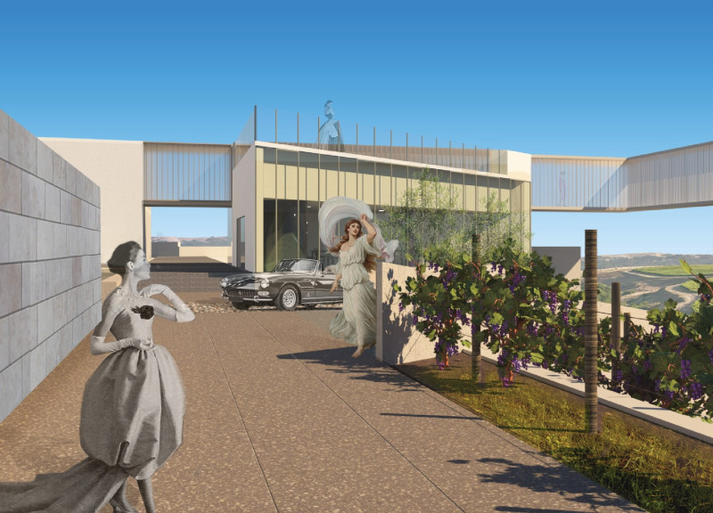 Rooftop Views and Glazed Facades in Vineyard Hospitality Complex