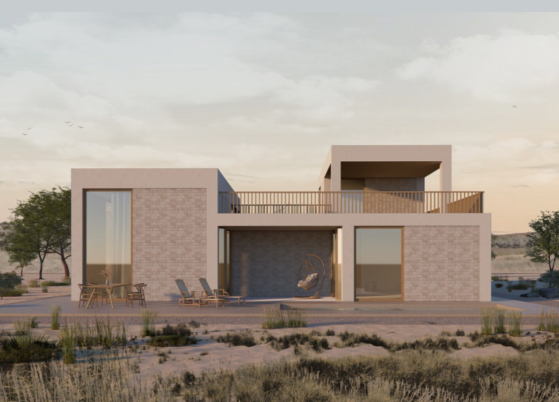 Inner Courtyard Integrating Natural Light in Extruded Coastal Modules