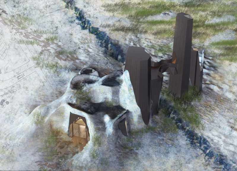 Pinnacle Tower with Soil Coverage over Dark Wood Forms