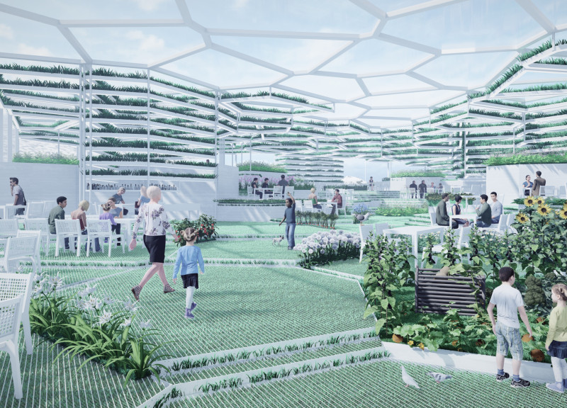 Basalt Columns Framing Hydroponic Dining in Icelandic Landscape