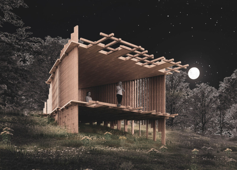 Natural Oak Sanctuary Embracing Contemplation and Reflection