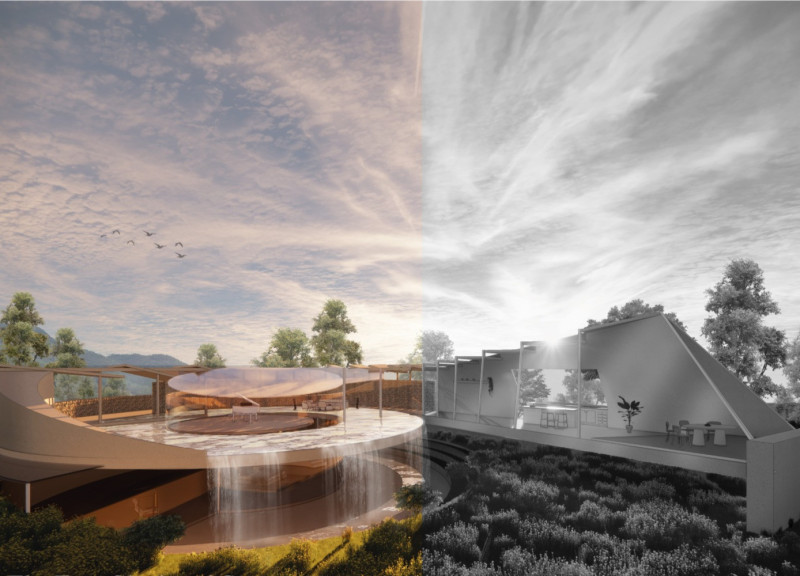 Rhythmic Shadows in a Limestone Retreat for Intimate Living