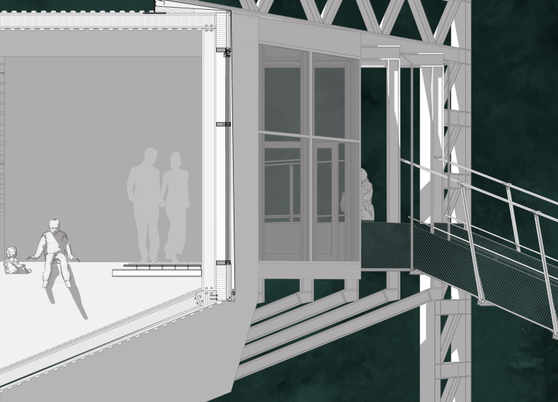 Metal Mesh and Burnt Wood Elevate Interaction Along a Fault Line