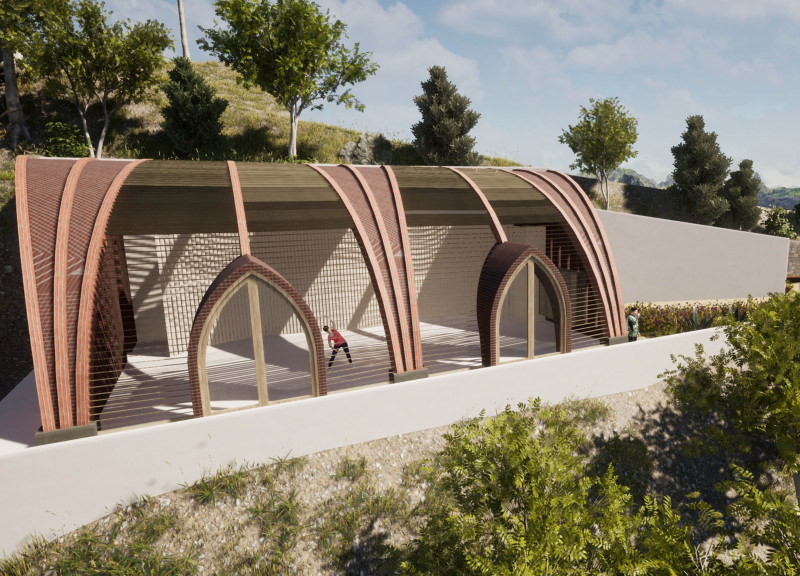 Rammed Earth Walls and Natural Ventilation in a Curvilinear Community Retreat