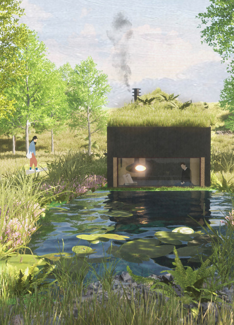 Earthen Infill and Clay Plaster Create Tranquil Meditation Space in Forest Setting