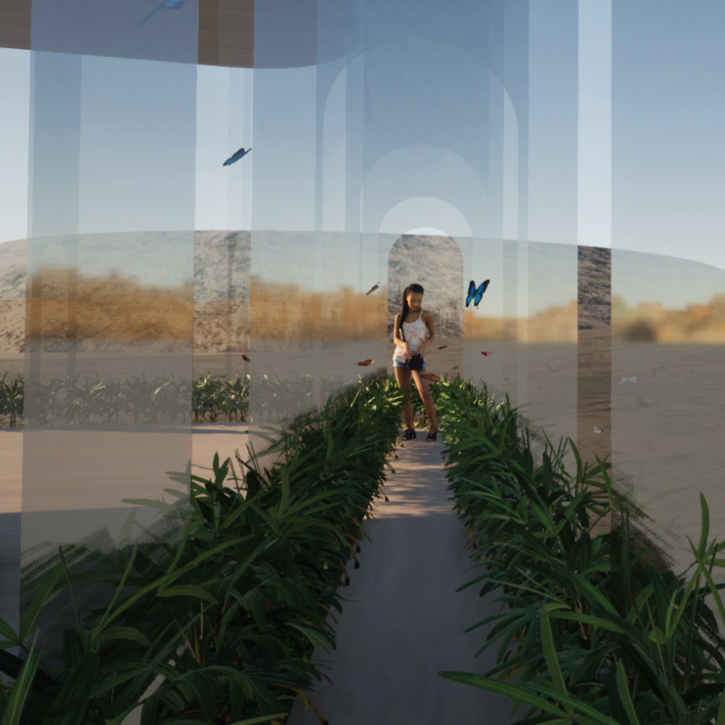 Interactive Greenhouse with Vertical Planters Enhancing Urban Food Production