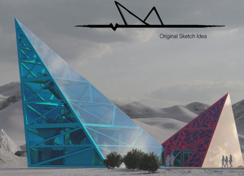 Triangular Landmark Featuring Recycled Glass and Sustainable Design Elements