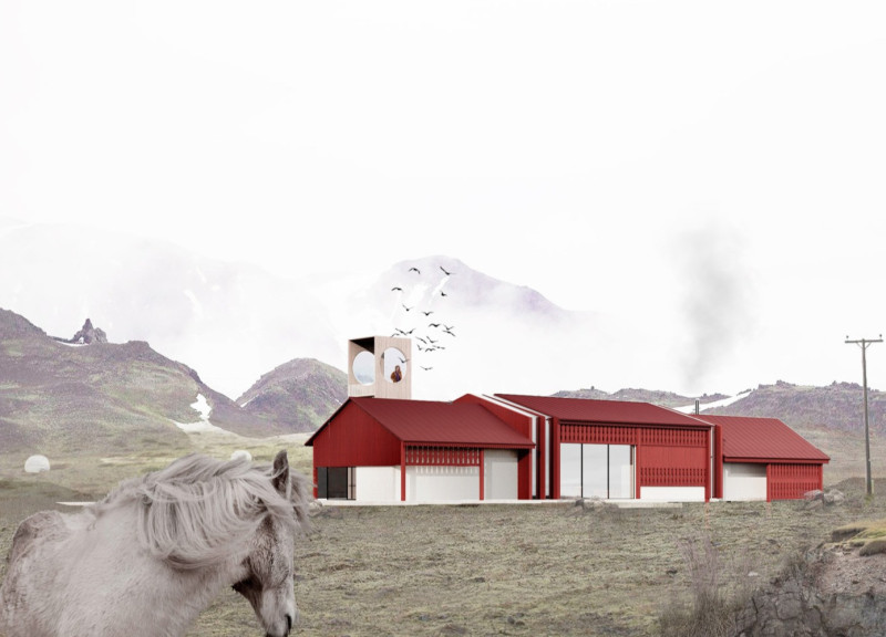 Panoramic Greenhouse with Natural Wood Facade and Wildlife Observation Points