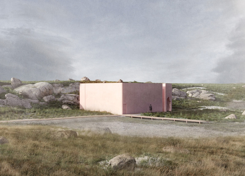 Cave-Inspired Structure Overlooking Fissure with Natural Light Play