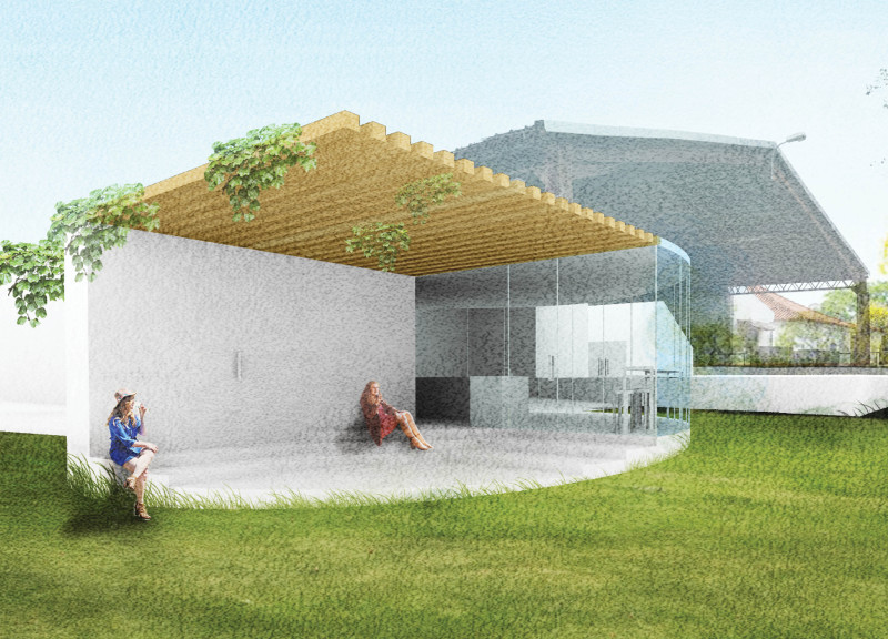 Layered Geometry Showcased Through Concrete and Seasonal Experience in Wine Tasting Space