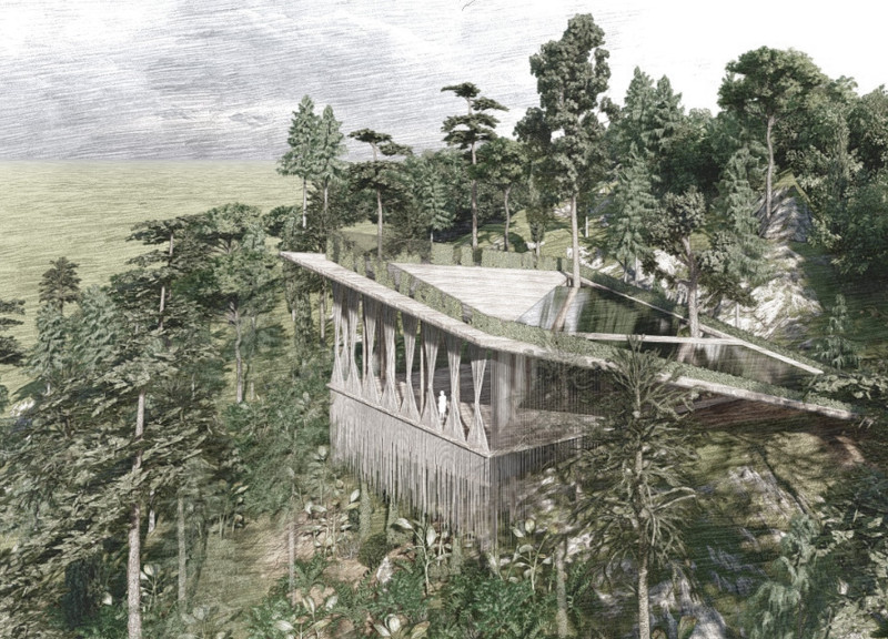 Soft Facade of Stretched Ropes and Local Materials in a Nature-Focused Retreat