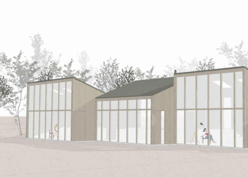 Mindfulness Box and Bat-Friendly Windows in a Concrete and Wood Retreat