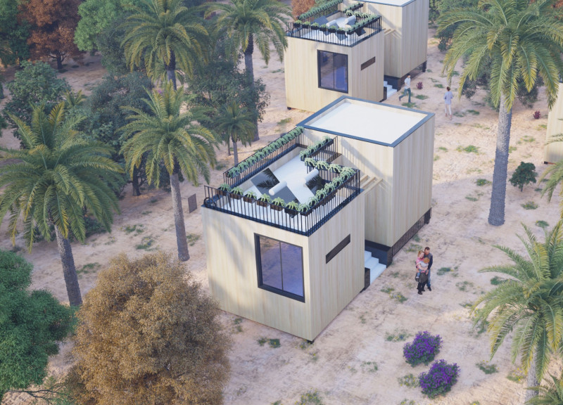 Farming Boxes and Solar Panels in Affordable Housing for Earthquake Survivors