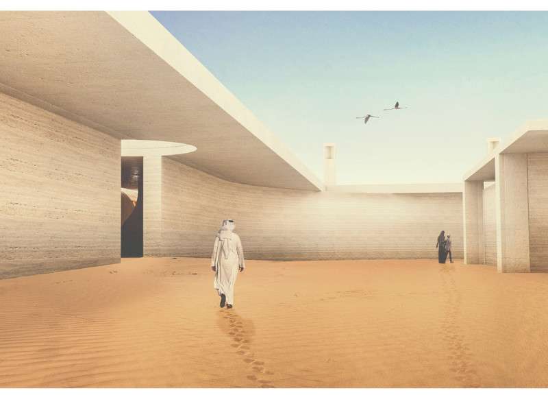 Rammed Earth Walls and Green Concrete Embrace Nature in Educational Oasis